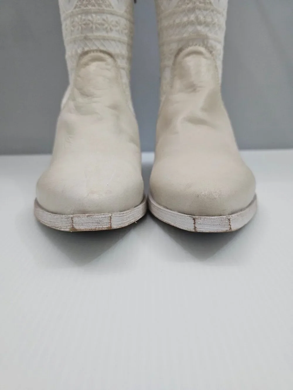 Free People Bren Knee High Boot Womens EU 36 Cream Embroidered Boho Slouchy